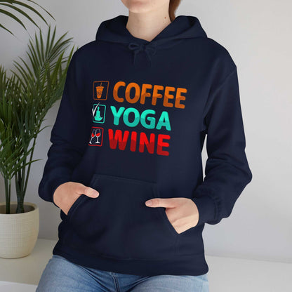 Coffee Yoga Wine Hoodie – Funny Lifestyle Sweatshirt Gift for Women - WJMAPPAREL.COM