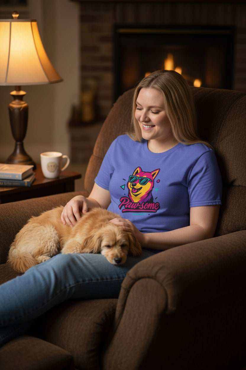 Paw-Some Neon Dog T-Shirt with vibrant dog graphic for dog lovers and pet owners
