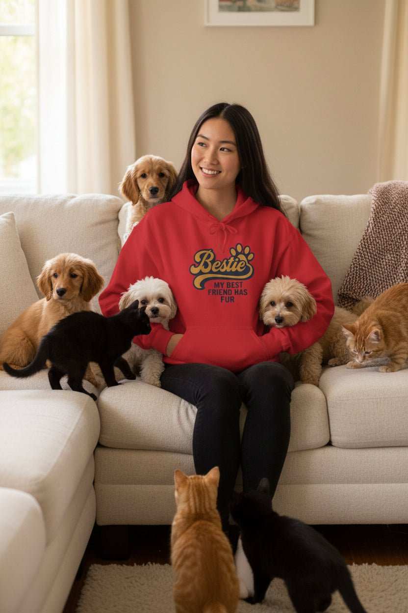 Bestie Fur Friend Dog Mom Hoodie – Cozy Dog Lover Sweatshirt Gift - WJMAPPAREL.COM
