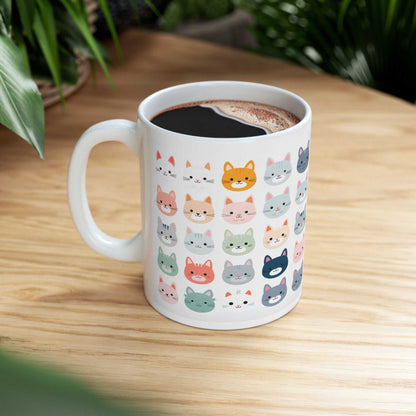 Kawaii Cat 11oz Mug – Cute Anime Cat Coffee Mug Gift - WJMAPPAREL.COM