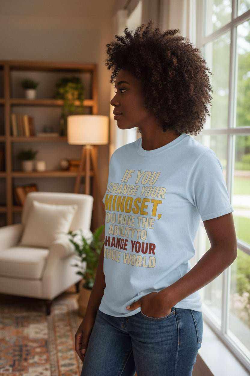 Motivational T-Shirt – “Change Your Mindset Change Your Whole World” Inspirational Gift - WJMAPPAREL.COM