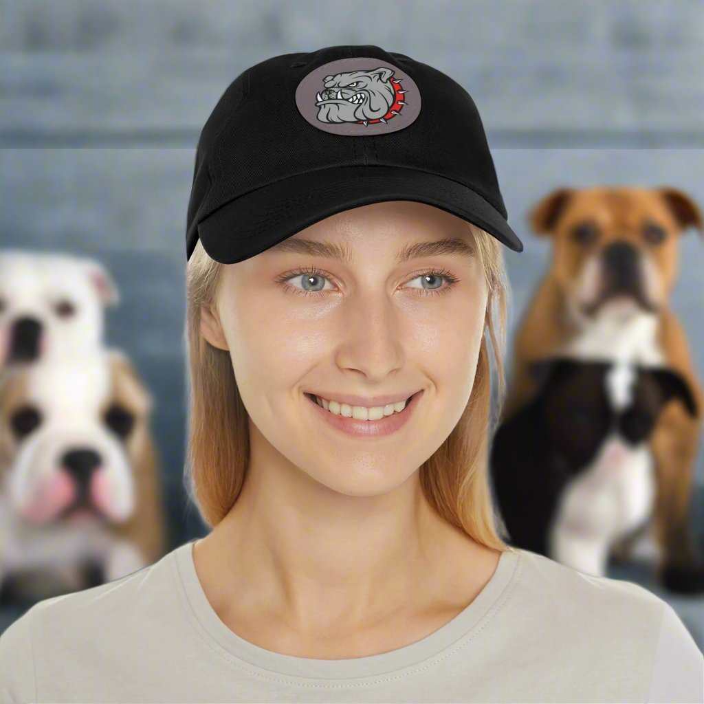 Bulldog Hat with Leather Patch – Dog Lover Adjustable Cap Gift - WJMAPPAREL.COM