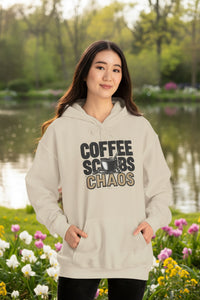 Funny Nurse Hoodie – “Coffee Scrubs Chaos” Cozy Gift for Nurses or Hospital Workers