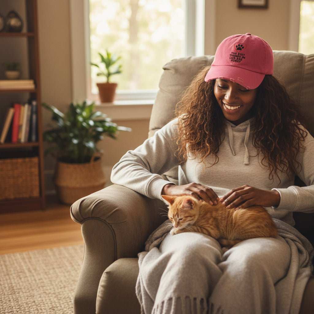 Best Things in Life Are Furry Hat – Dog & Cat Lover Distressed Baseball Cap Gift - WJMAPPAREL.COM