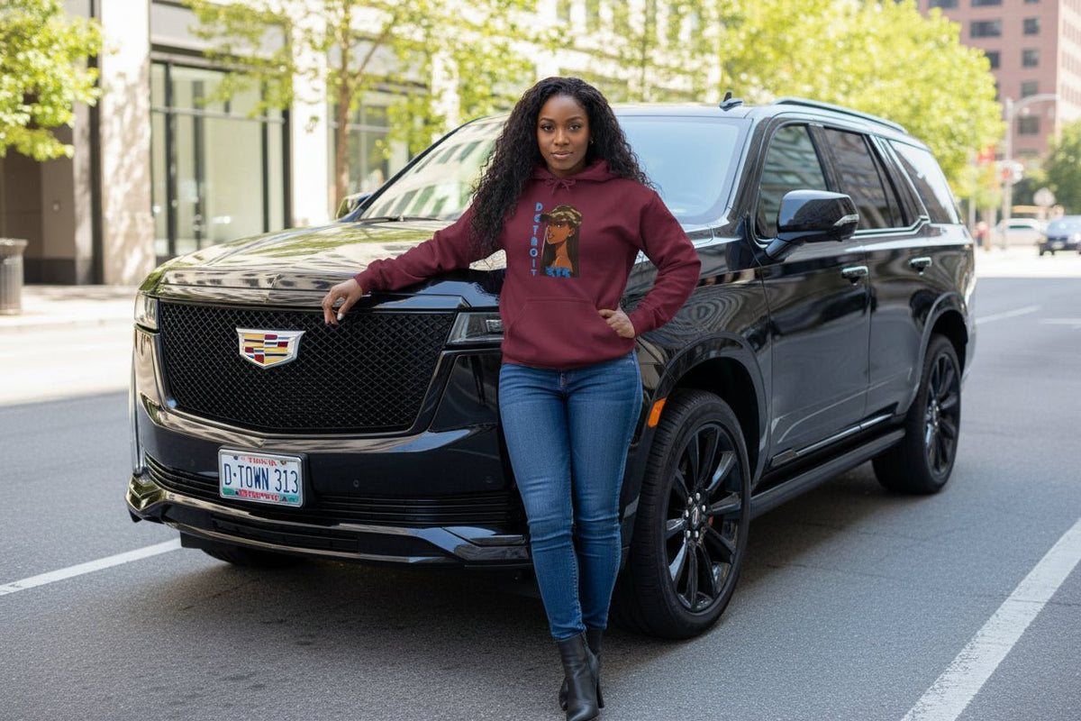 Detroit 313 Hoodie — Urban Femme Portrait Sweatshirt - WJMAPPAREL.COM
