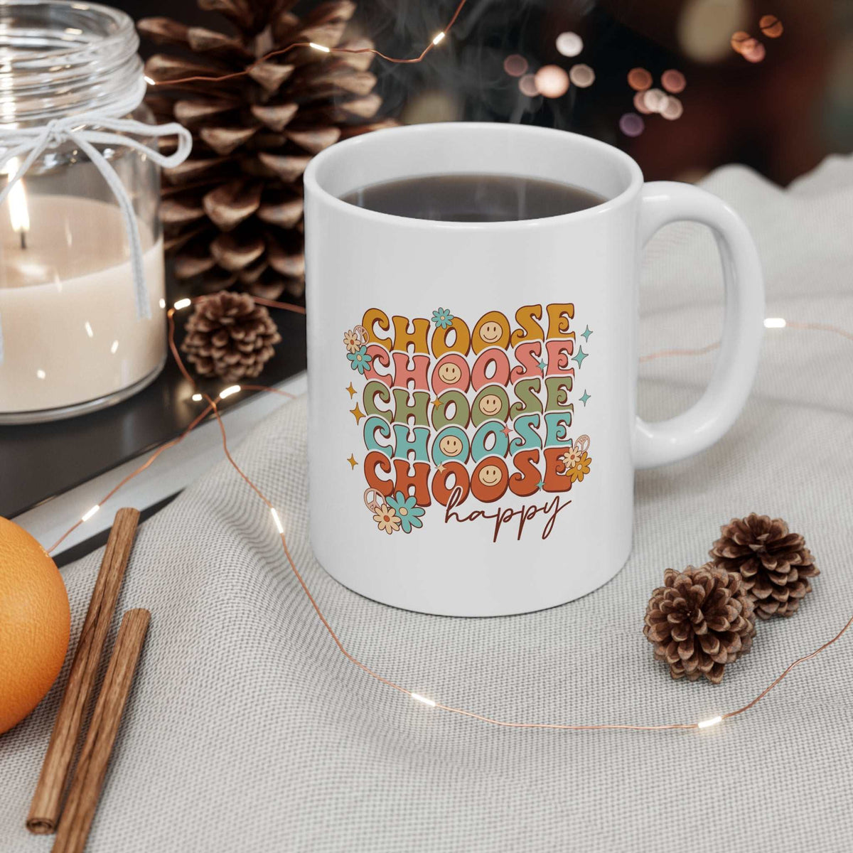 Choose Happy 11oz Mug – Positive Quote Coffee Mug Gift - WJMAPPAREL.COM