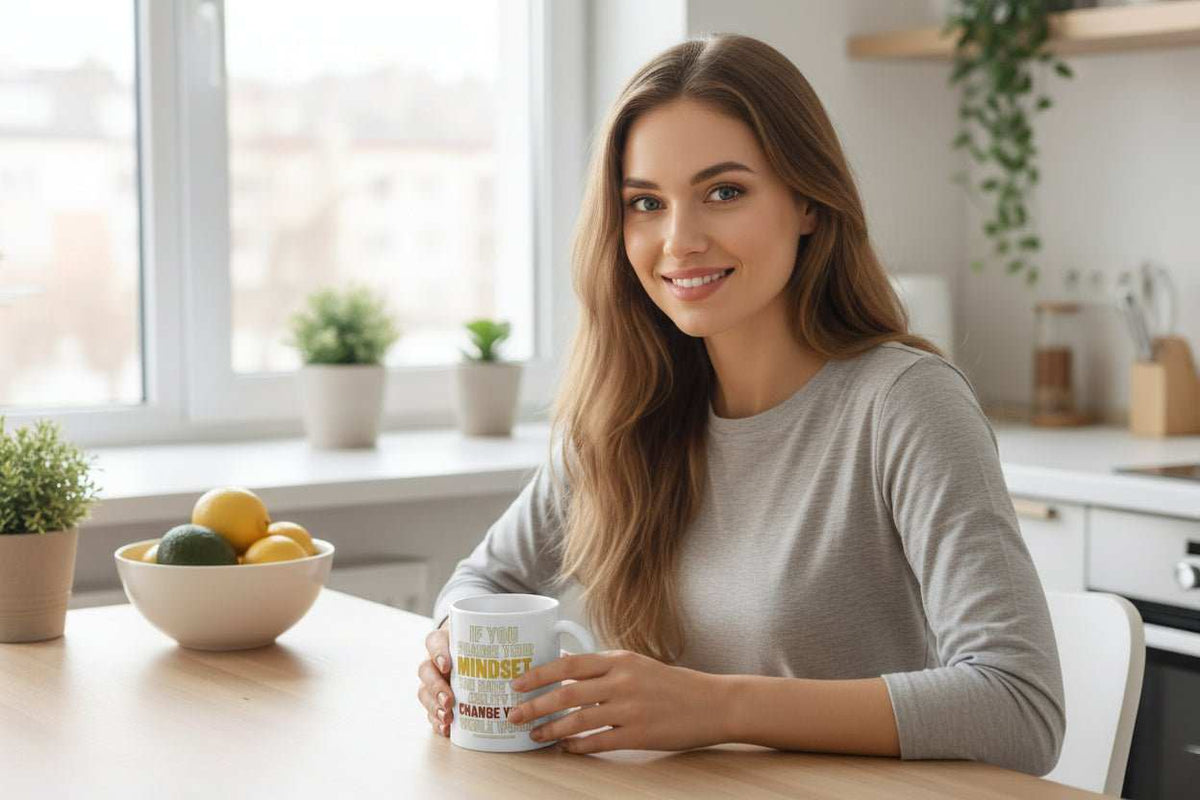 Inspirational Coffee Mug – “Change Your Mindset Change Your Whole World” Motivational Gift - WJMAPPAREL.COM