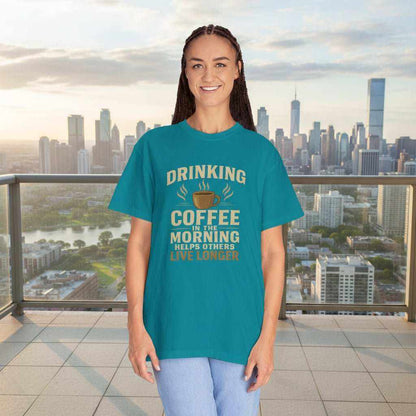 Drinking Coffee Helps Others Live Longer T-Shirt – Funny Coffee Lover Gift Tee - WJMAPPAREL.COM