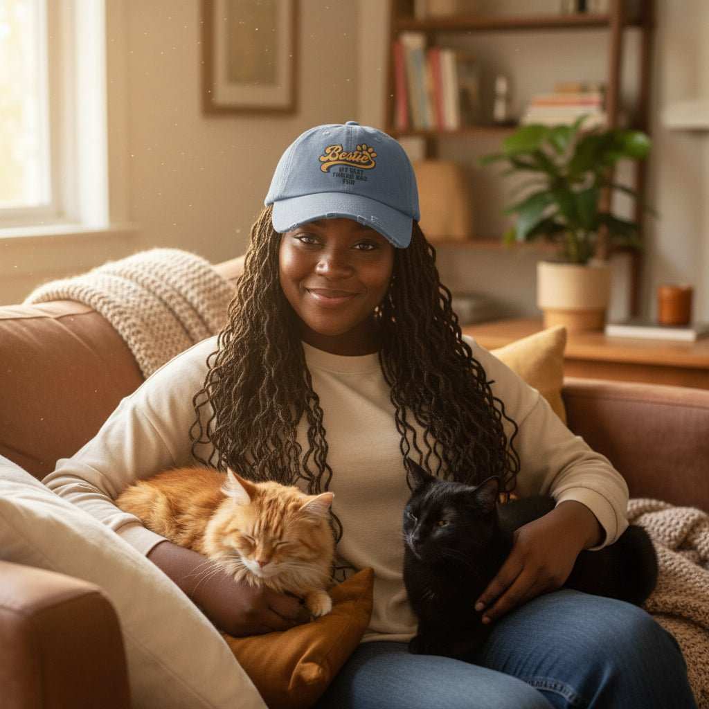 Bestie Fur Friend Dog Mom Hat – Funny Dog Lover Distressed Baseball Cap - WJMAPPAREL.COM