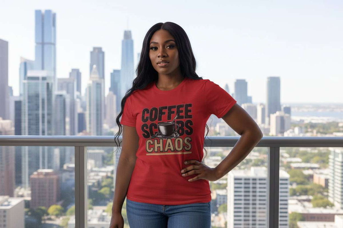 Funny Nurse T-Shirt – “Coffee Scrubs Chaos” Gift for Nurses Birthday or Christmas - WJMAPPAREL.COM