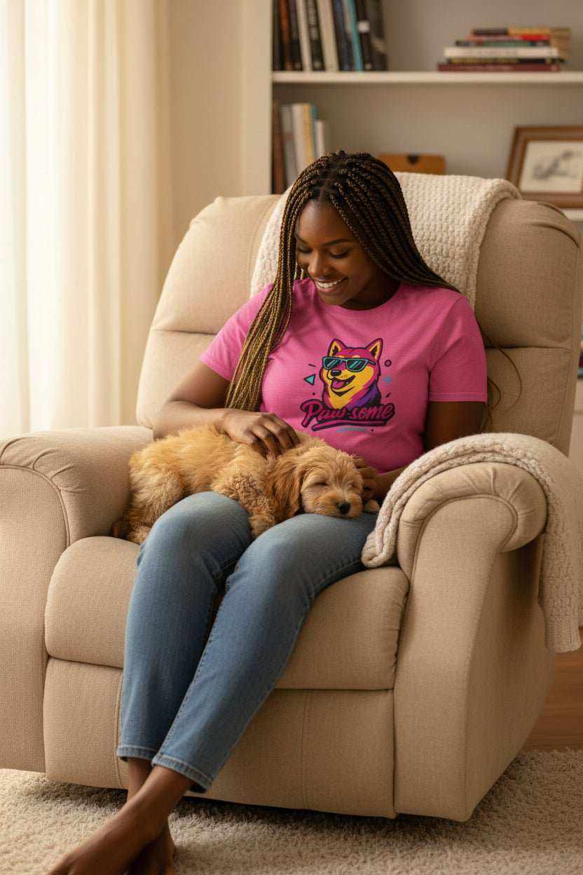 Paw-Some Neon Dog T-Shirt with vibrant neon dog graphic for dog lovers and pet enthusiasts