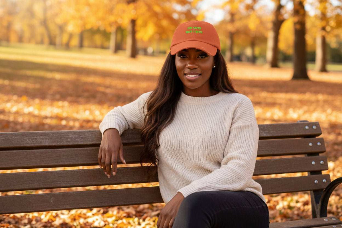 Cute But I Bite Hat – Funny Sassy Distressed Baseball Cap Gift - WJMAPPAREL.COM