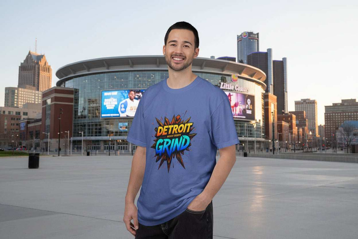 Detroit Grind Graphic T-Shirt – Motivational Hustle Tee Gift for Detroit Fans - WJMAPPAREL.COM