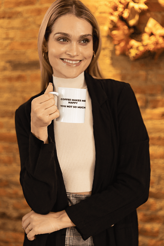 Coffee Makes Me Happy 11oz Mug – Funny Coffee Lover Gift - WJMAPPAREL.COM