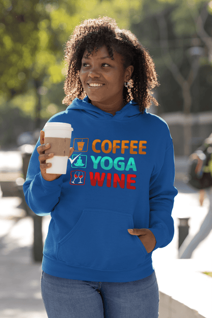 Coffee Yoga Wine Hoodie – Funny Lifestyle Sweatshirt Gift for Women - WJMAPPAREL.COM