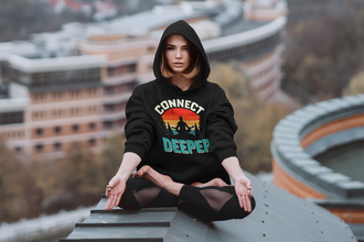 Connect Deeper hooded sweatshirt features a classic pullover design 