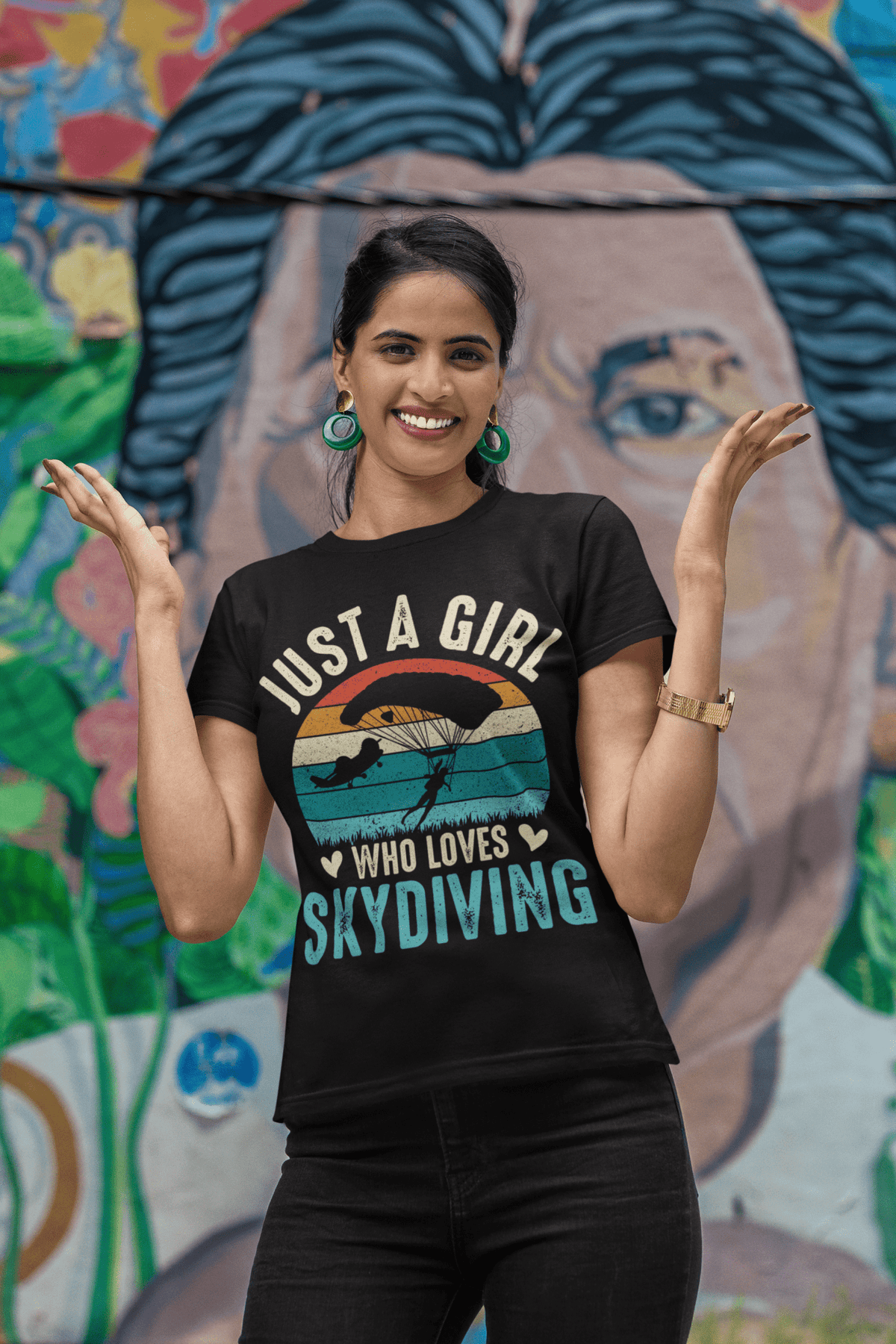 Just A Girl Who Loves Skydiving T-Shirt – Skydiver Graphic Tee Gift - WJMAPPAREL.COM