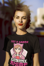 Just a Gamer who Loves Anime t-shirt helps you experience the perfect