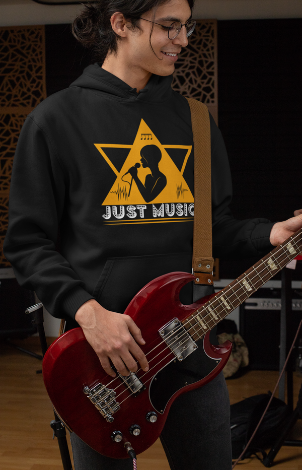 Music hooded sweatshirt features a classic pullover design with a kang