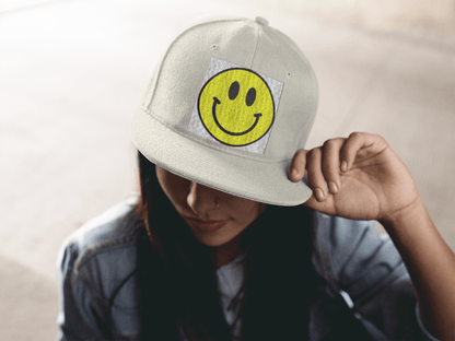Smiley Face Hat with Leather Patch – Trendy Adjustable Dad Cap Gift - WJMAPPAREL.COM