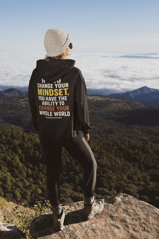 Inspirational Hoodie – “Change Your Mindset Change Your Whole World” Motivational Gift for Him or Her - WJMAPPAREL.COM