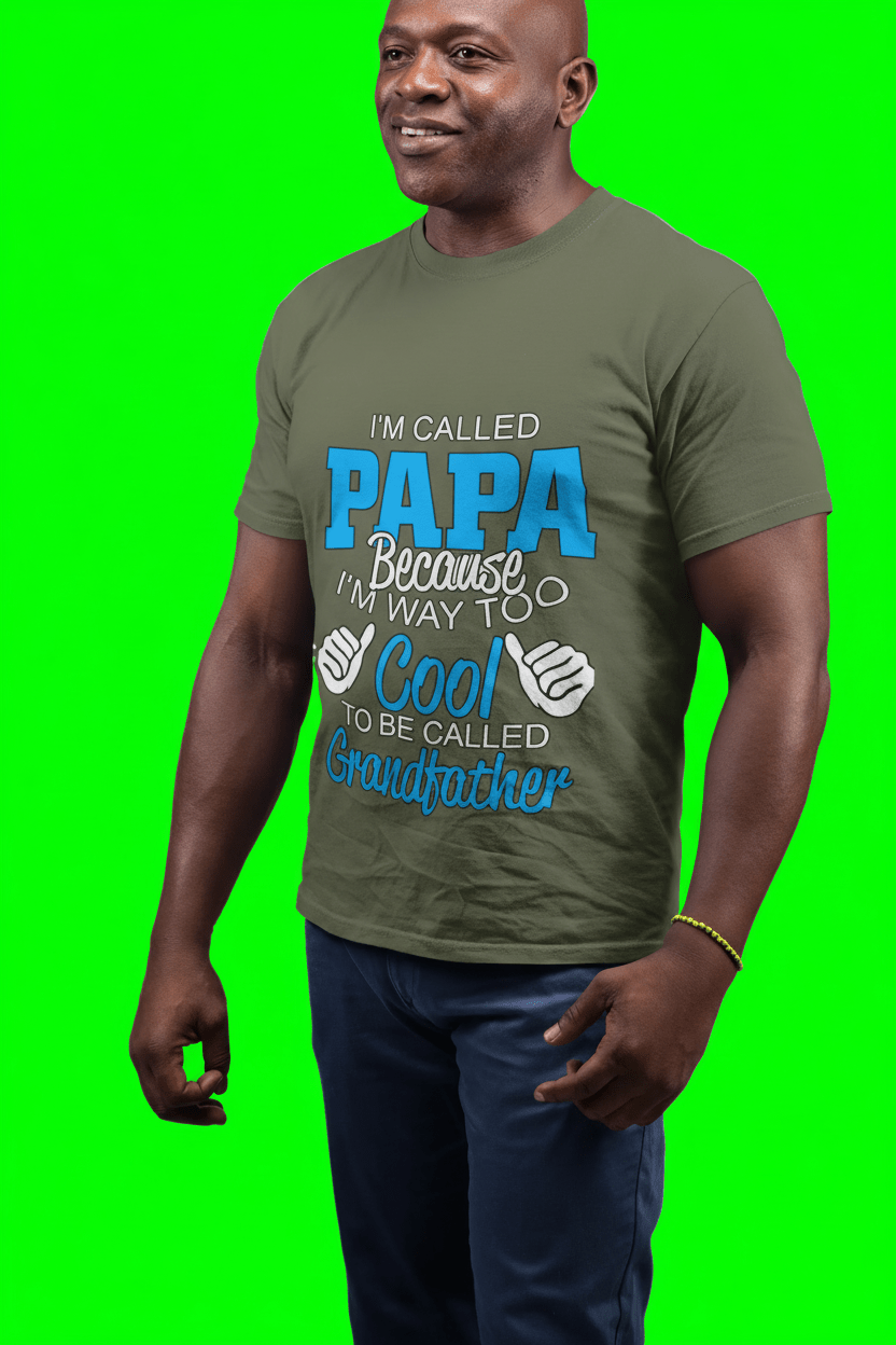 Funny Papa T-Shirt – “Too Cool To Be Called Grandfather” Grandpa Shirt Gift for Father’s Day - WJMAPPAREL.COM