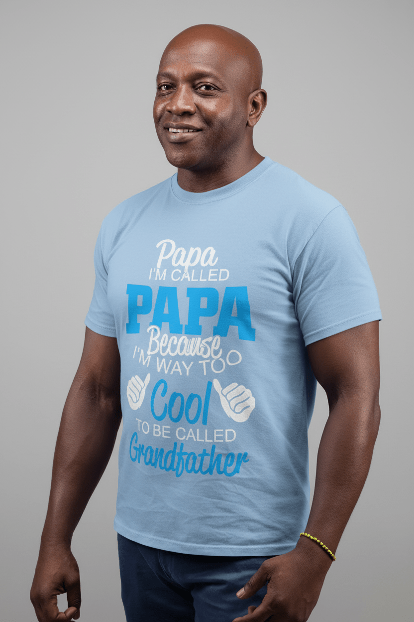 Funny Papa T-Shirt – “Too Cool To Be Called Grandfather” Grandpa Shirt Gift for Father’s Day - WJMAPPAREL.COM